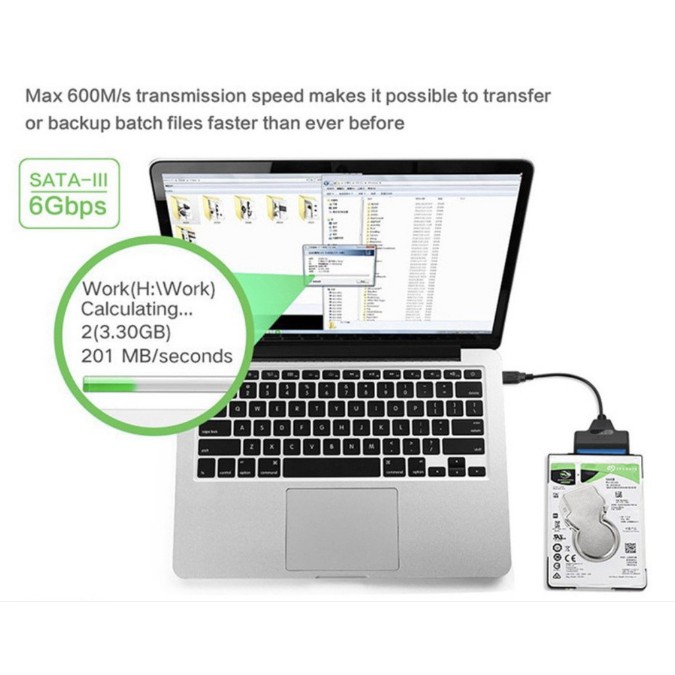 Cáp chuyển USB sang sata 3 hỗ trợ 2.5 inch SSD HDD SATA 22 pin | BigBuy360 - bigbuy360.vn
