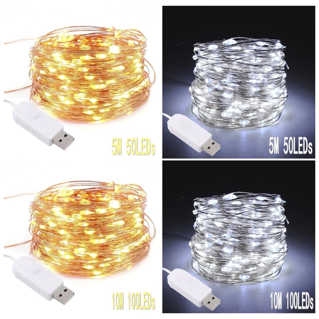 Dây Đèn LED Bằng Đồng 5M / 10M Trang Trí Giáng Sinh
