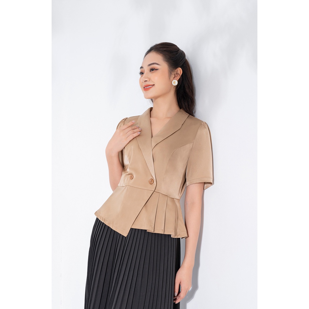 Áo Kiểu LAMER Xếp Ly Eo Hoa Cài L61H22H073