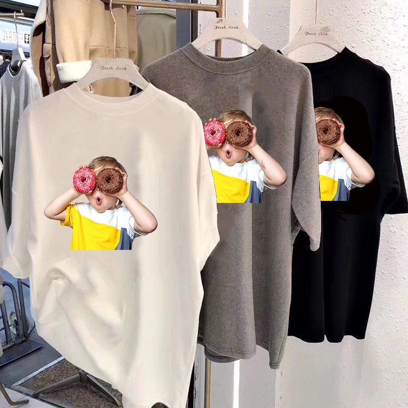 NRVP Áo thun tay dài cổ tròn dáng rộng in họa tiết hoạt hình size lớn M-4XL thời trang mùa thu dành cho nữ