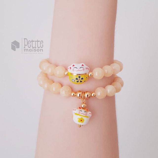 Vòng Tay Mèo Gốm Thần Tài Mic Charm May Mắn