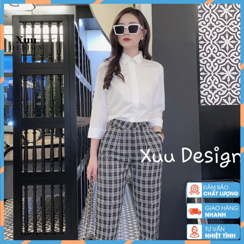 Áo Sơ Mi Nữ Trắng Công Sở, Dáng Suông Xuu Design Sơ mi nữ giấu cúc, dáng basic dễ phối đồ SM01