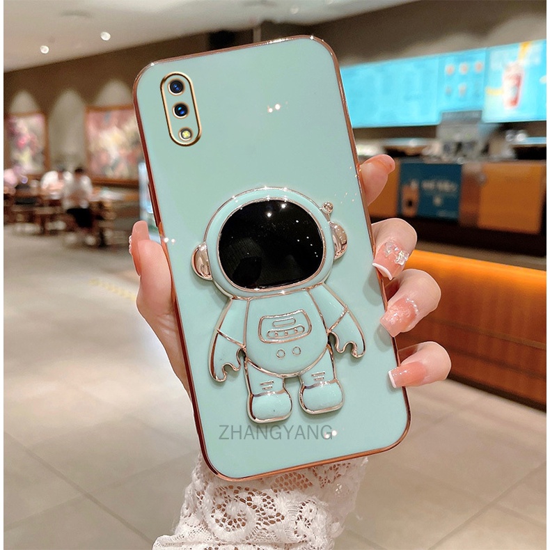 ốp lưng vivo y91c y1s y93 TPU Mạ điện 3D Phi hành gia có chân đế ốp điện thoại vivo y91c y1s y93