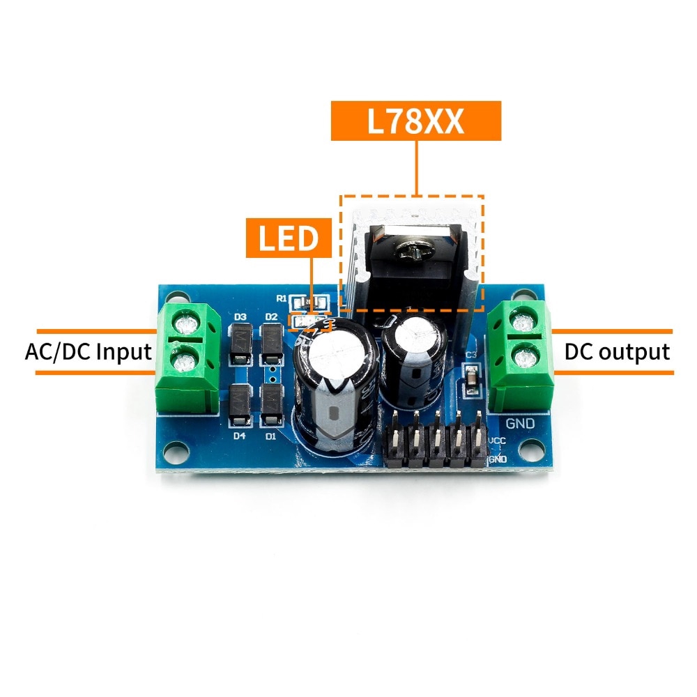 LM7805 LM7806 LM7809 LM7812 DC/AC Three Terminal Voltage Regulator Power Supply Module 5V 6V 9V 12V Output Max 1.2A