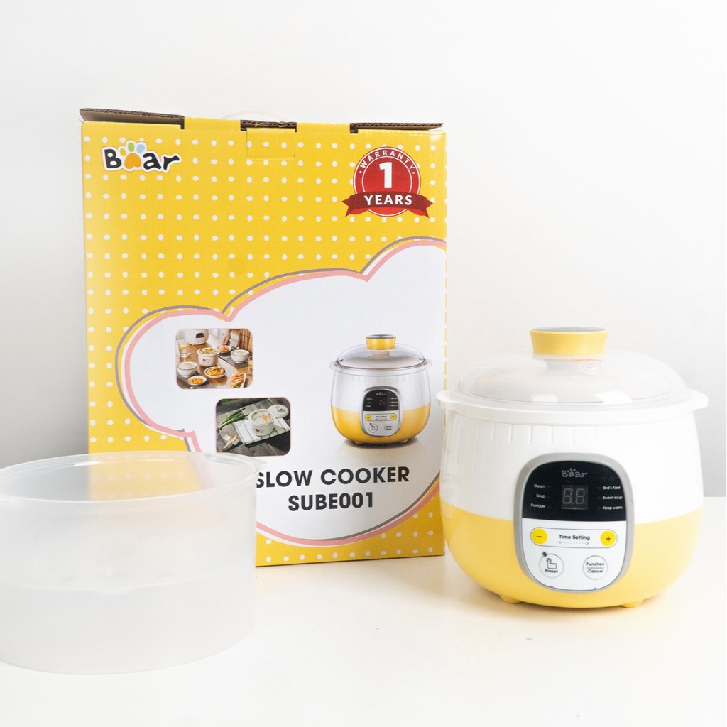Nồi Nấu Cháo Hinh Hầm Cách Thủy BEAR 0.8l Nấu Cháo, Hấp Thức Ăn Cho Bé Ăn Dặm