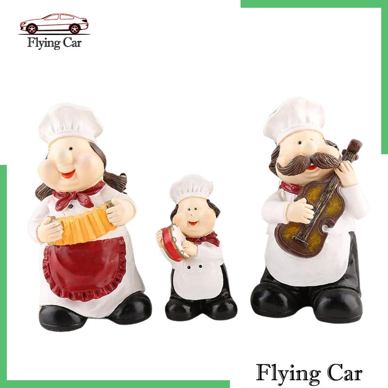 [Lzdjfmy2] 3 Bức Tượng Đầu Bếp Bằng Nhựa Resin Trang Trí Phòng Ăn / Cửa Hàng / Phòng Ăn