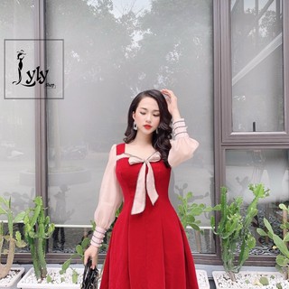 Váy dự tiệc - Váy nhung cổ vuông che bụng có 3 màu - Lyly shop