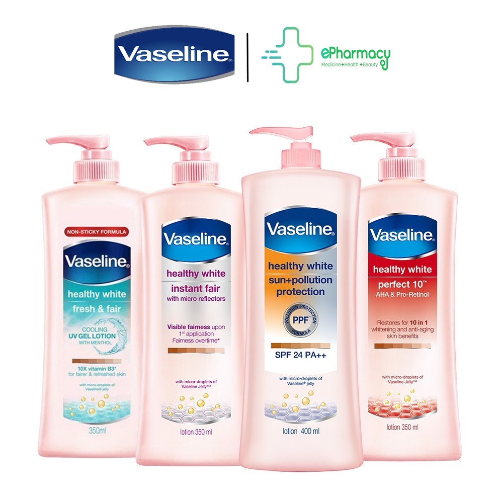 Sữa Dưỡng Thể Trắng Da Vaseline Healthy White Uv Lightening - Dưỡng Thể Vaseline dưỡng ẩm, trắng da, chống nắng 350ml