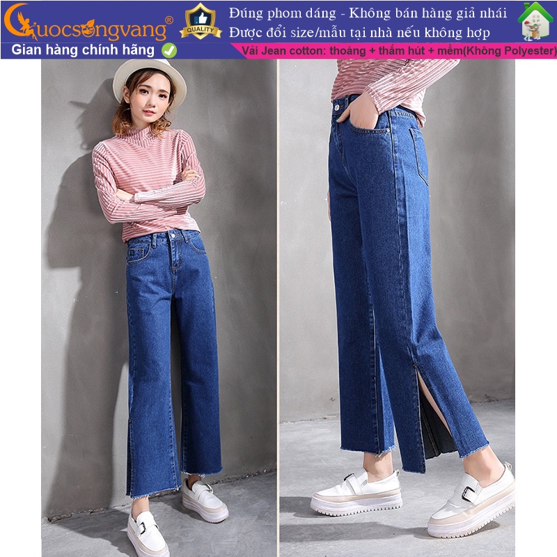 Quần jean nữ xẻ ống quần nữ ống đứng màu xanh biển GLQ092 Cuocsongvang