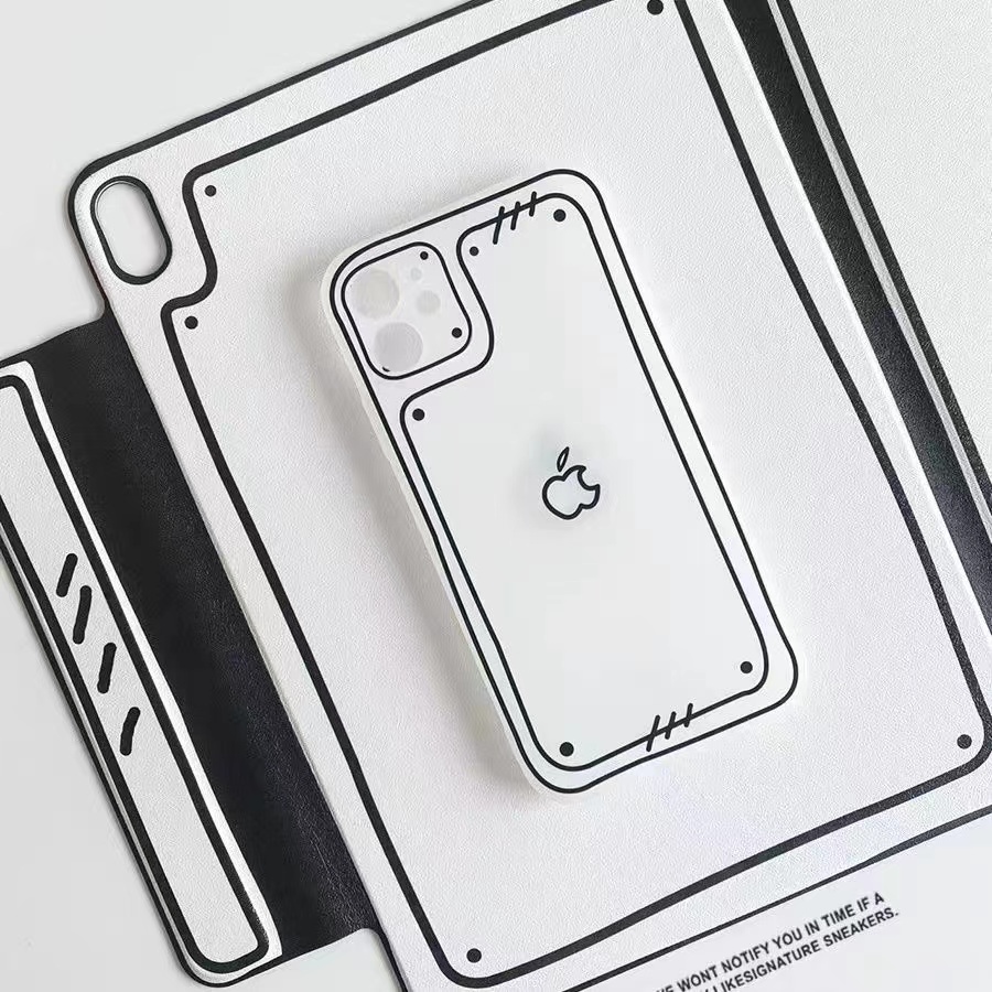 Ốp Điện Thoại Silicon Hai Chiều Màu Trắng Đen Cho iPhone14 pro max Apple 13 12 11 / 7 / 8p / xs