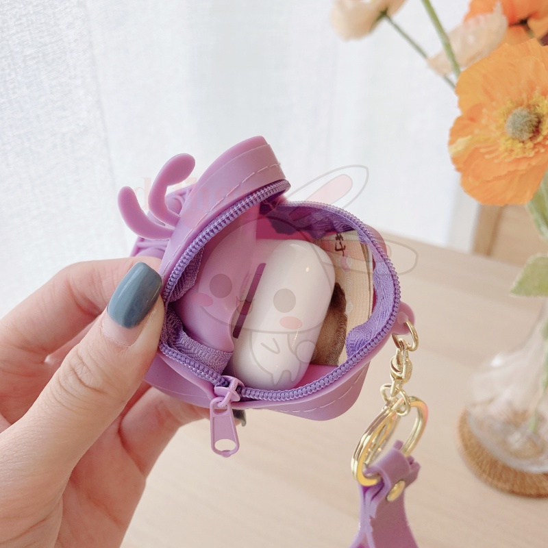 Đồ chơi bấm bong bóng giảm căng thẳng hình dáng túi nhỏ có dây đeo đựng được mỹ phẩm airpods