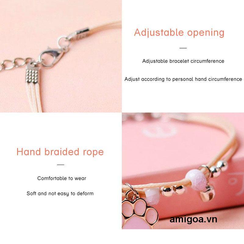 【amigoa.vn】Vòng Tay Hình Chân Mèo Hoạt Hình Đơn Giản Dành Cho Nữ Sinh