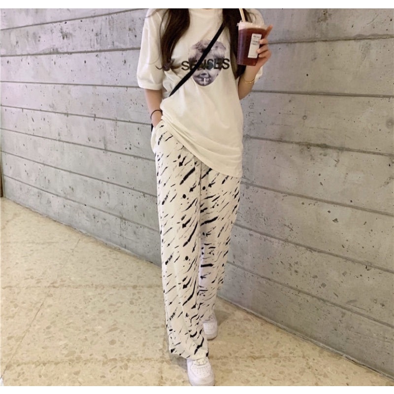 Quần jogger hoạ tiết ngựa vằn bó chun ống thời trang nữ cá tính năng động