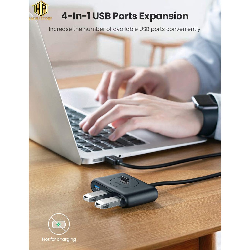 Bộ chia 4 cổng USB 3.0 Ugreen 20291 dài 1m chính hãng - Hapustore