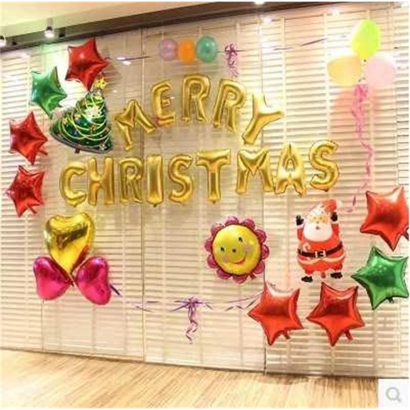Bong bóng lá nhôm 16 inch hình chữ MERRY CHRISTMAS trang trí tiệc Giáng Sinh và năm mới