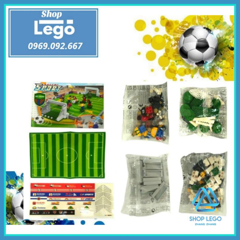 Xếp hình sân bóng đá World Cup 2022 mới nhất đầy đủ khung thành Lego Minifigures J25590