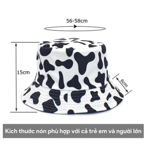 Nón bò sữa 2 mặt phong cách mũ bucket bò sữa dành cho nam và nữ