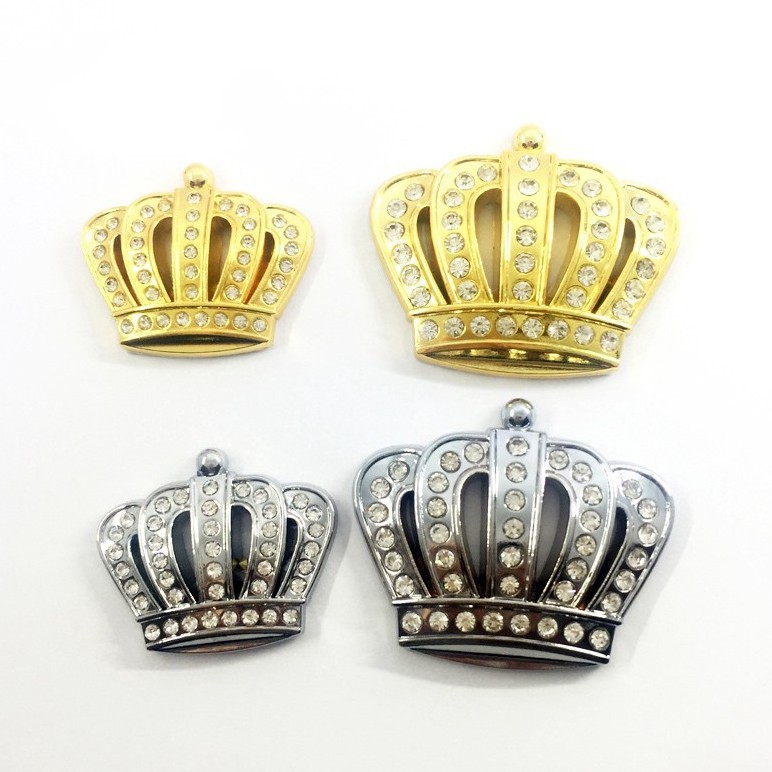 Logo Kim Loại Hình Vương Miện Đính Đá Lấp Lánh Trang Trí Xe Hơi - 1 Cái