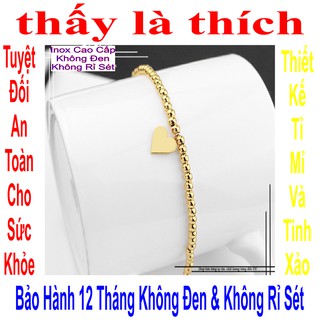 Lắc chân mạ vàng cho bé gái kiểu chuỗi bi mặt trái tim - An toàn cho trẻ - Cam kết 1 đổi 1 nếu hoen , gỉ