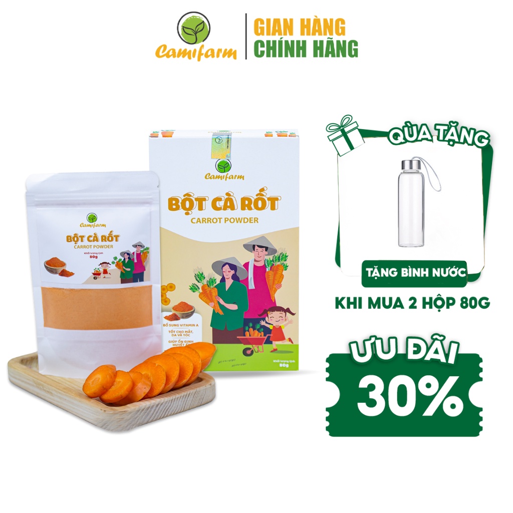Bột Cà Rốt Ăn Dặm Cho Bé CAMIFARM Bột Rau Củ Hữu Cơ Nguyên Chất 100% Túi 80G