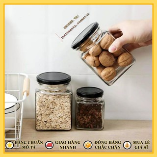 Hũ đựng gia vị giá rẻ lớn nhỏ nhập khẩu - HỦ THỦY TINH VUÔNG có nắp đậy kín hơi 50ml 100ml 200ml 280ml 380ml 500ml 730ml