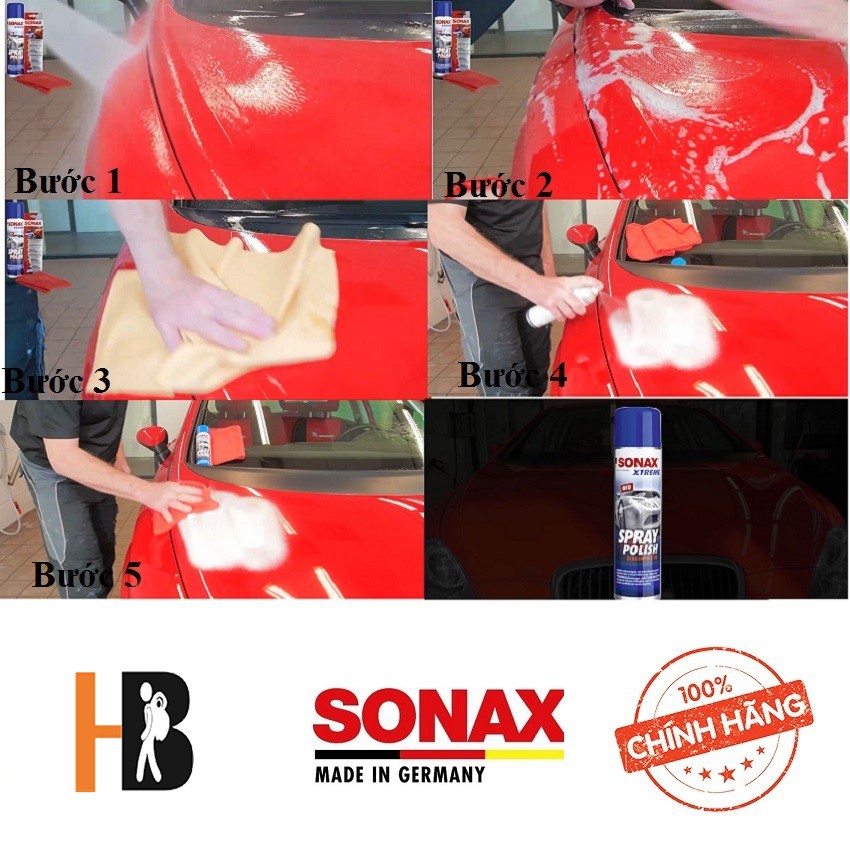 Bình xịt đánh bóng xóa xước làm mới sơn xe dạng bọt Sonax Xtreme Spray Polish 241300-320ml