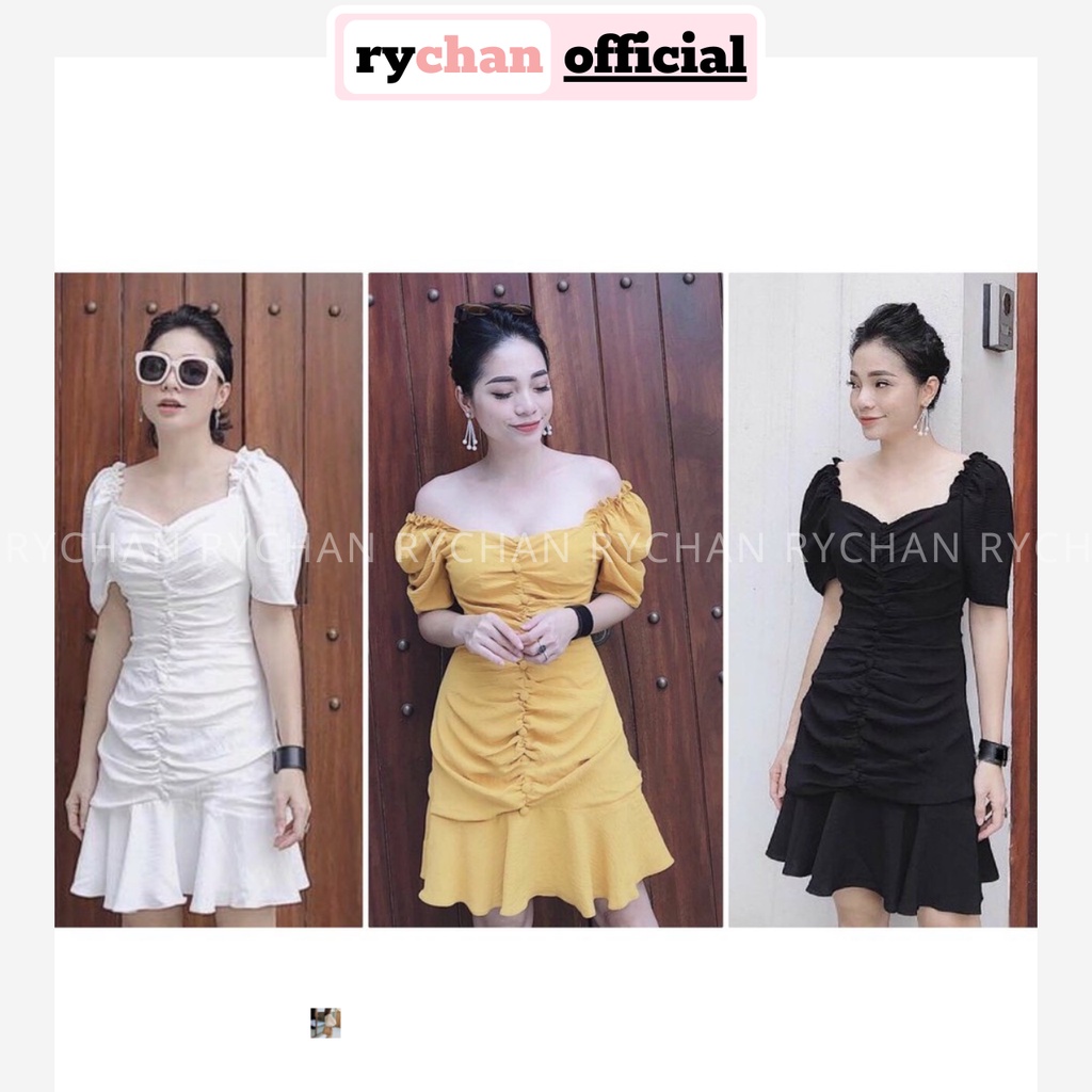 DX101 - Đầm Xòe Nhún Trước Đuôi Cá 3 Màu