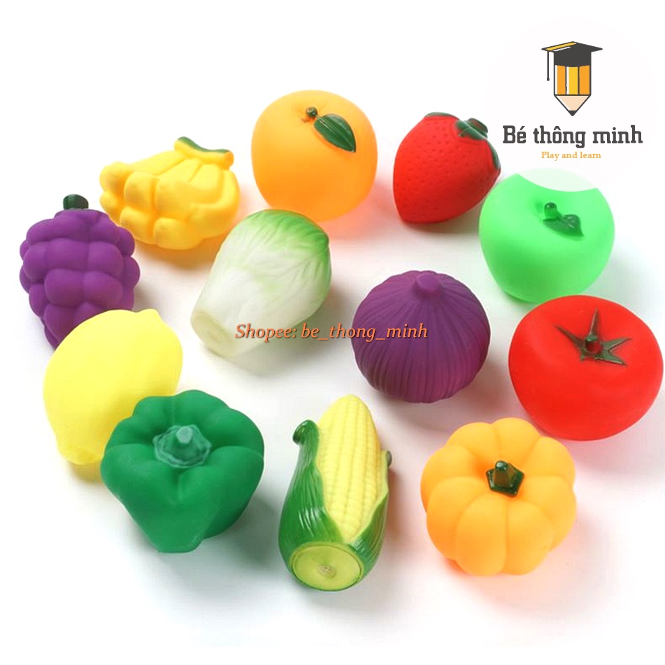 Bộ Rau Củ Quả Bóng Khủng long đồ chơi nhà tăm Kêu Chút Chít