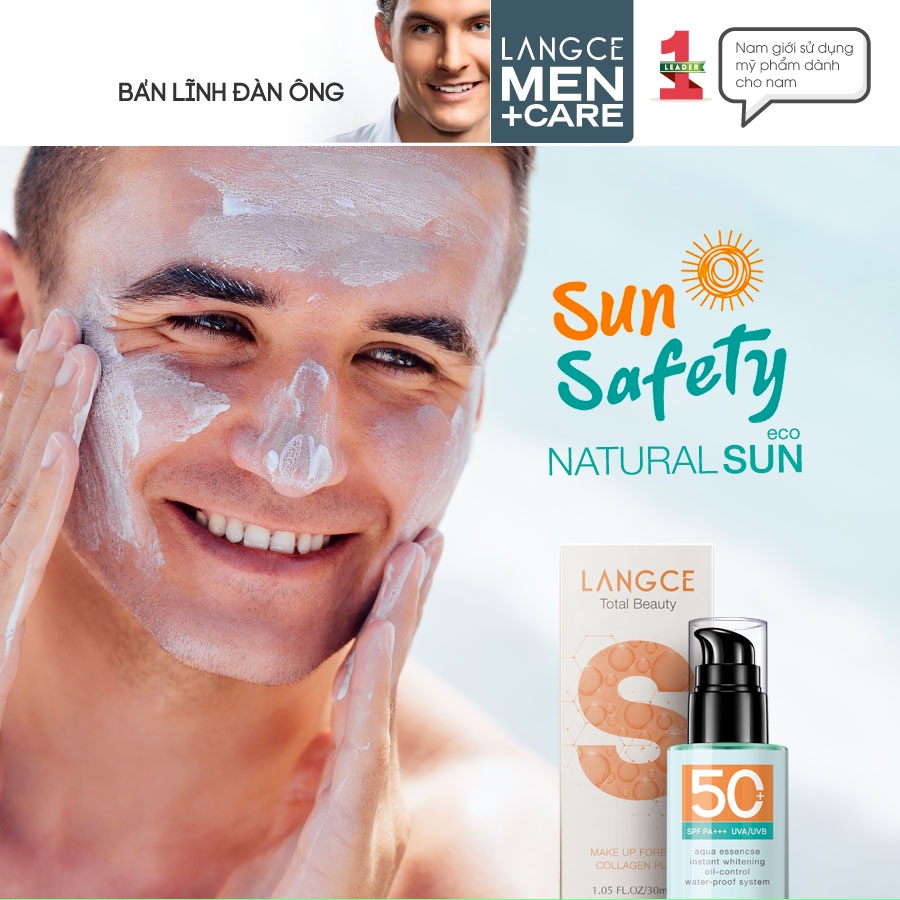 Kem Chống Nắng Trang Điểm 2in1 Spf45 30ml cho Nam TẶNG Gel Vệ Sinh Vùng Kín Nam 100ml LANGCE