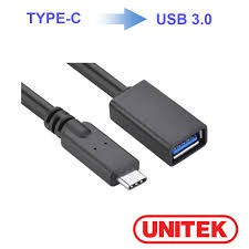 Cáp USB 3.1 Type-C sang USB 3.0 (đầu cái) Unitek YC476BK 0.2m - Hãng phân phối