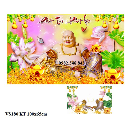 Tranh gắn đá phật di lậc KT:100x65cm. Tranh đính đá chưa gắn.