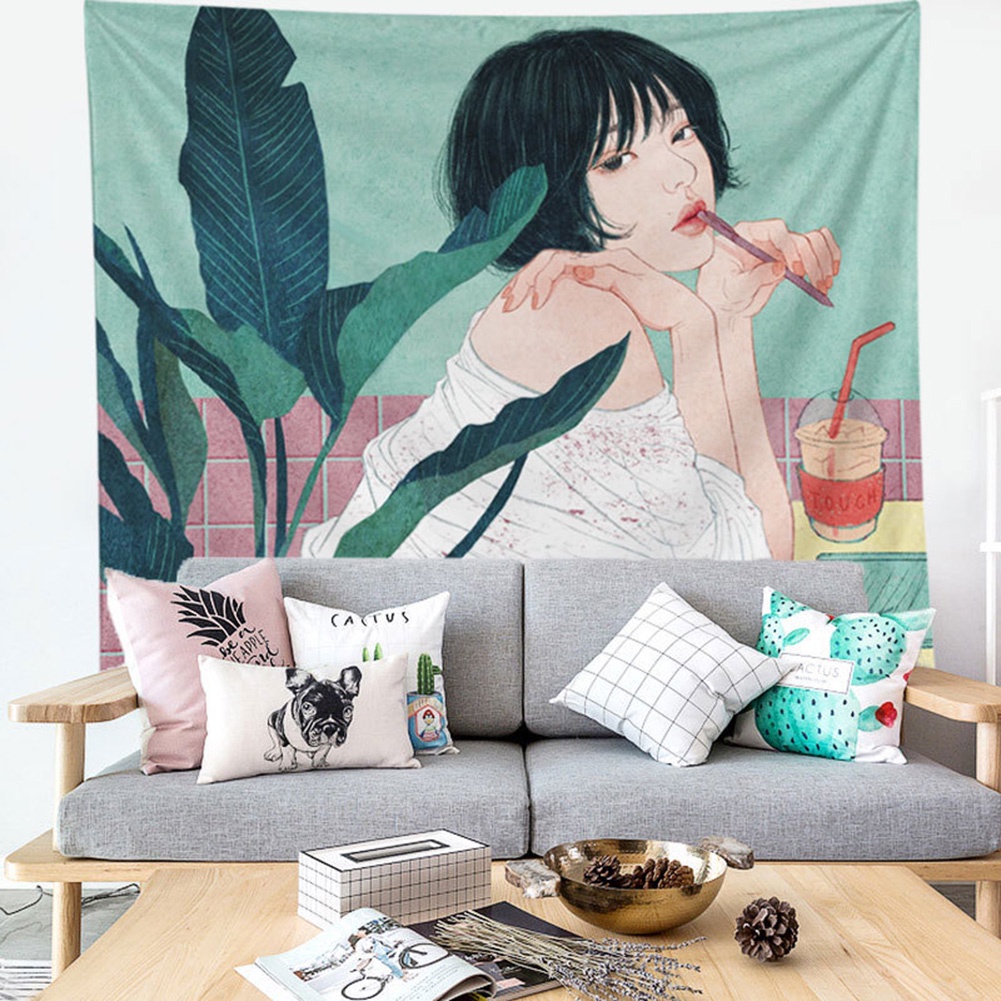 Thảm Trang Trí Tường In Hình Cô Gái Độc Đáo