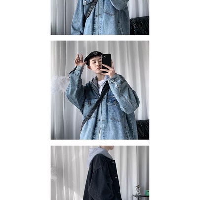 ÁO KHOÁC JEANS BÒ PHỐI NÓN NỈ NAM NỮ T-A-N DENIM JACKET- AKJN01-  thời trang Hàn Quốc màu xanh,đen