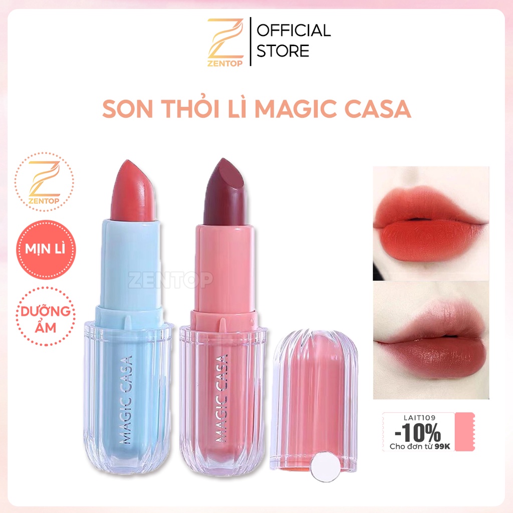 Son lì Magic Casa lâu trôi dưỡng ẩm mềm mịn như nhung hiệu ứng màu sắc tự nhiên Zentop