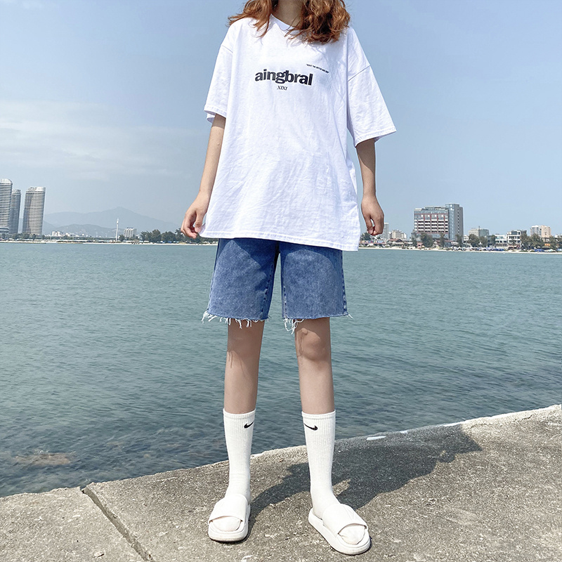 Quần short nữ jean ống suông short lửng thương hiệu Aldore MSHA59