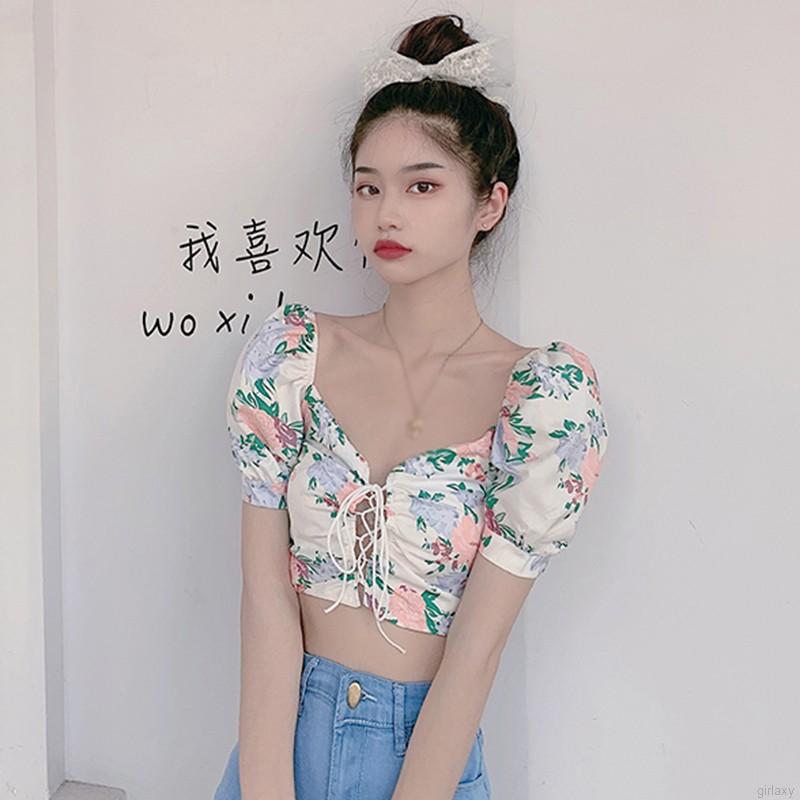 Áo Kiểu Thời Trang Tay Ngắn Cổ Chữ V Phong Cách Hàn Quốc Gợi Cảm Cho Nữ