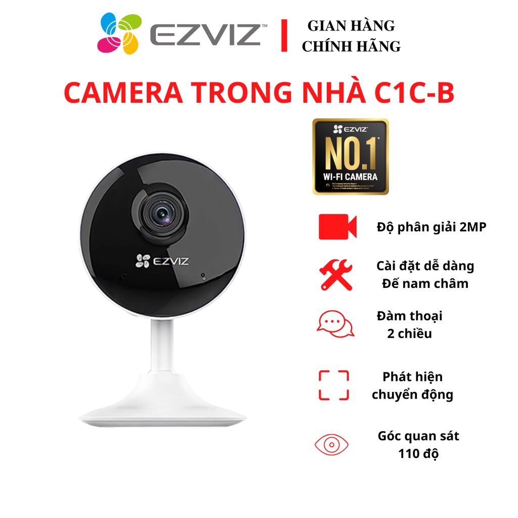 Camera WIFI trong nhà, góc rộng cố định EZVIZ C1C-B 2MP hàng chính hãng