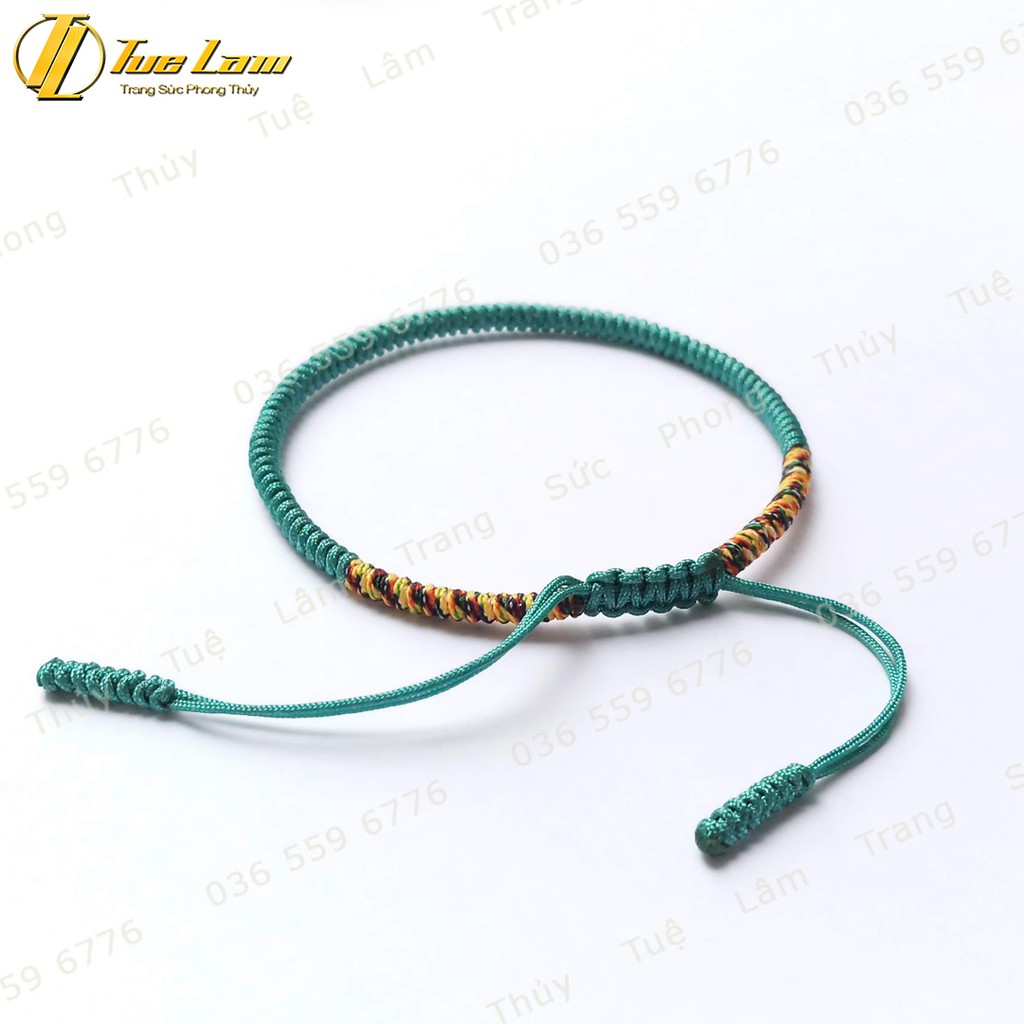 Vòng tay set 3 vòng chỉ tibets tây tạng màu xám hồng xanh bện handmade may mắn bình an