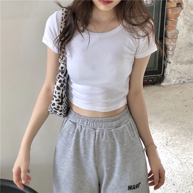 Áo Thun Dáng Ôm Ngắn Tay Thời Trang Đơn Giản 23442