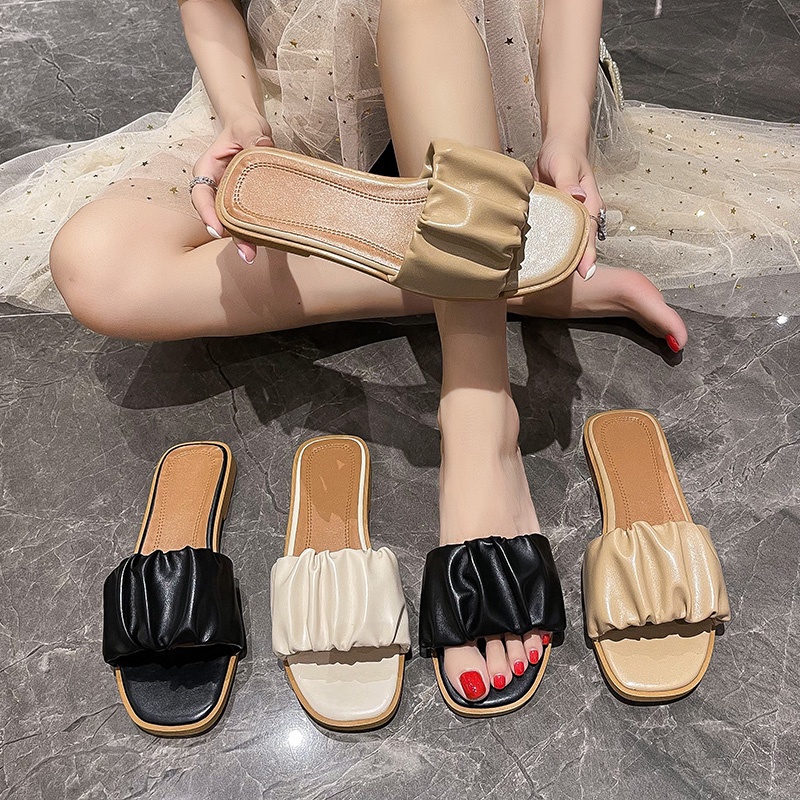 IELGY Dép quai ngang  thiết kế đơn giản thời trang phong cách Anh Quốc cho nữ