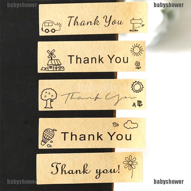 （babyshower）120pcs Kraft Thank You Stickers Creative Handmade Craft Envelope Sealing Labels