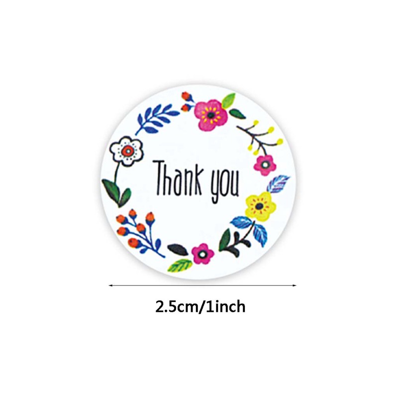 （good） 500Pcs/Roll Round Floral Thank You Stickers Wedding Gift Packaging Seal Labels