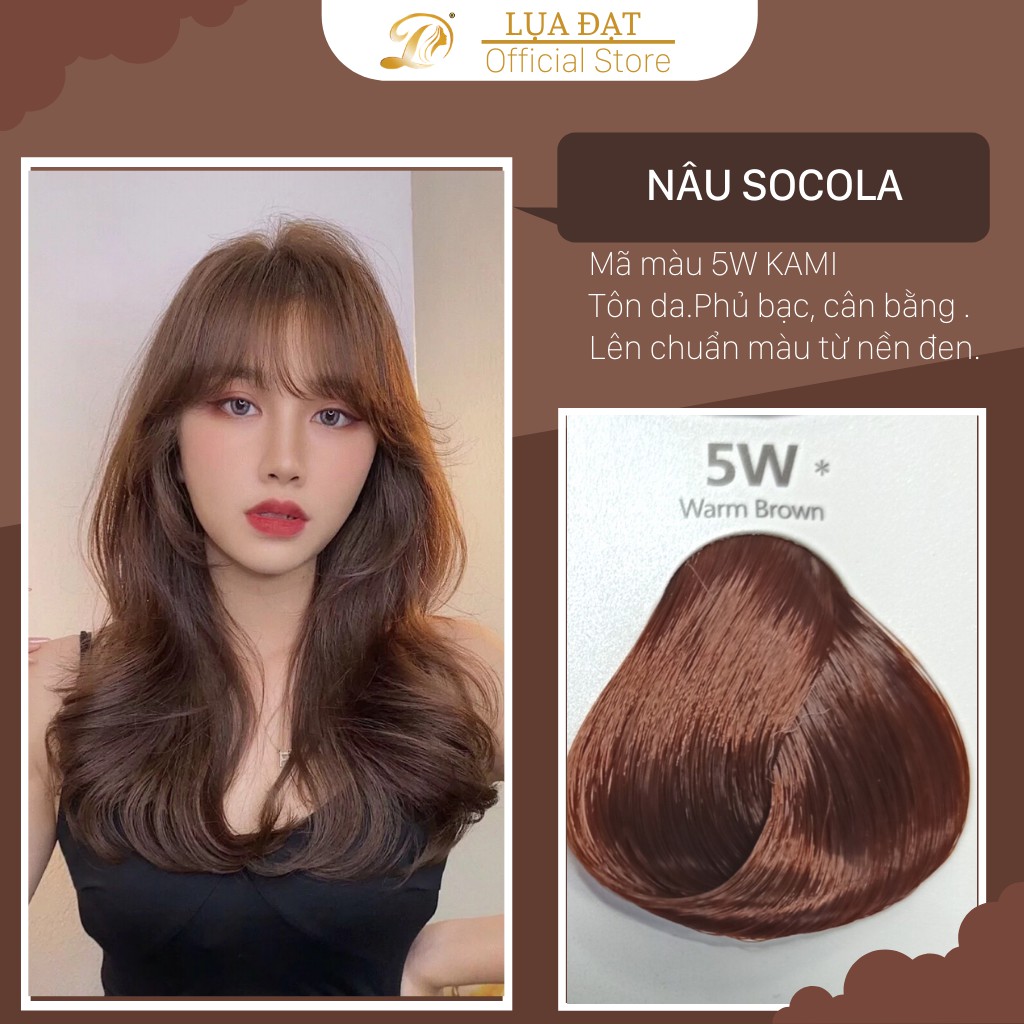 NÂU SOCOLA-Thuốc nhuộm tóc màu nâu Socola màu nhuộm chính hãng Kami Chiko+ TẶNG kèm trợ nhuộm