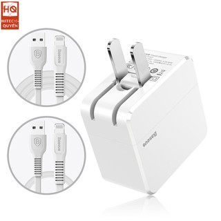 Củ Sạc Nhanh 2 Cổng USB 2.4A Baseus COCO Series + 2 Cáp IPhone