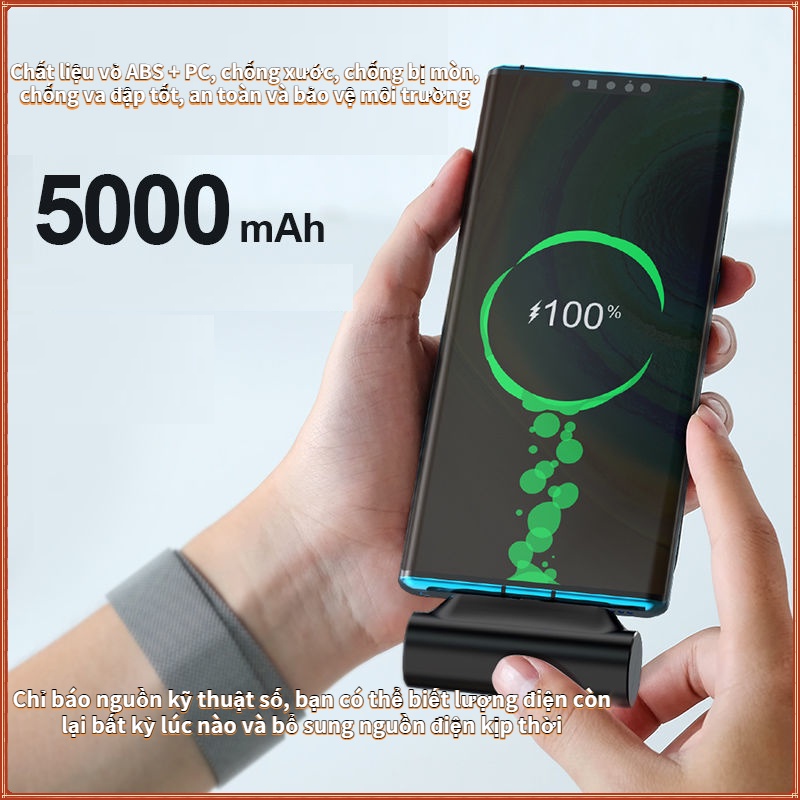 Sạc dự phòng mini không dây dung lượng pin 5000mah cao cấp nhỏ gọn tiện dụng khi mang theo
