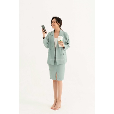 [COSMO Design]Áo Vest Xanh Dáng Suông Chồm Vai