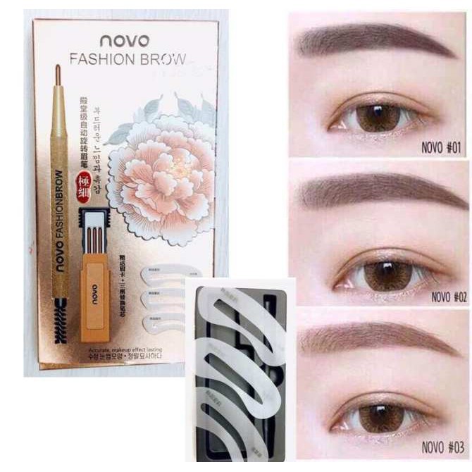 Bộ chì mày định hình 3 kiểu Novo Fashion Brow (Tuyển Sỉ)