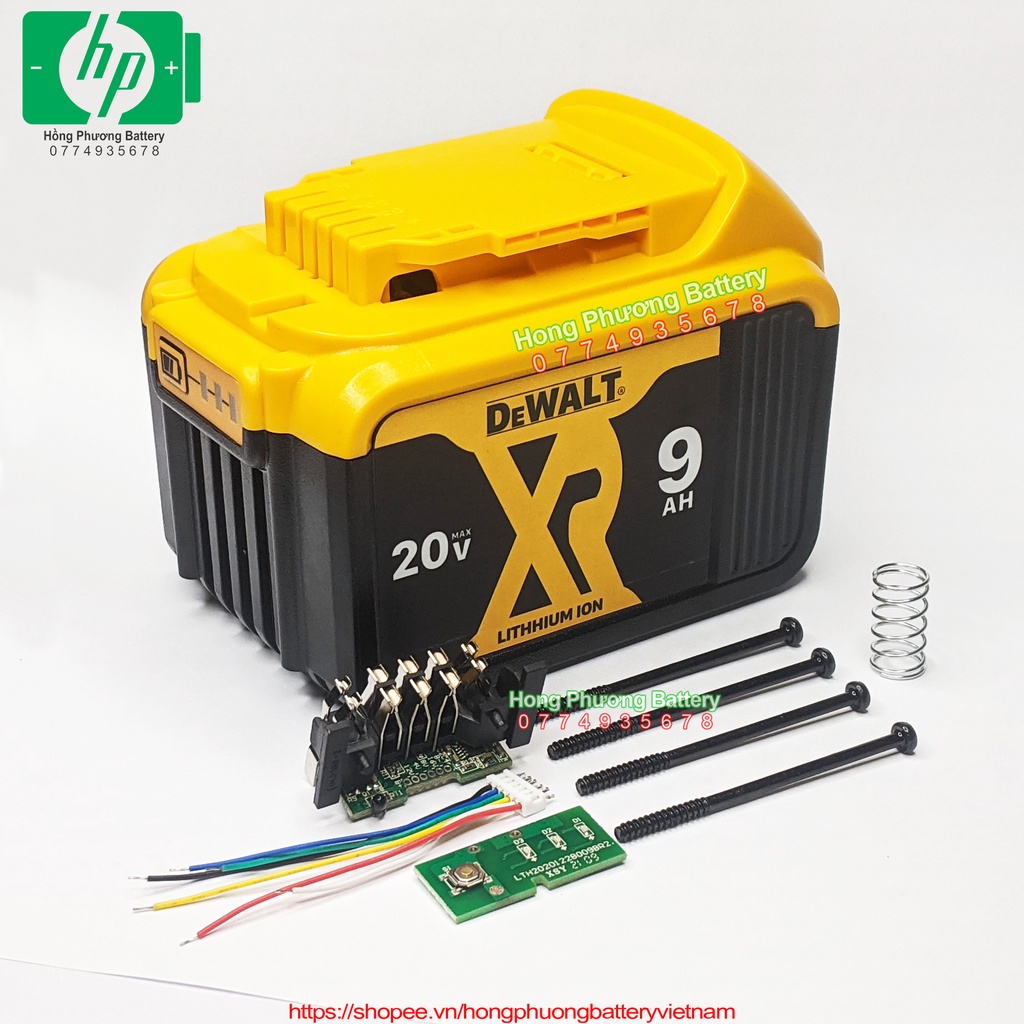 Vỏ mạch Dewalt 20V 9A 15cell mạch nhận sạc zin