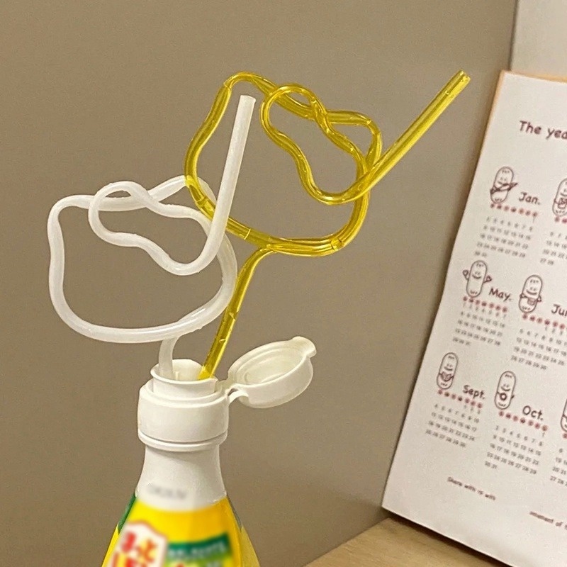 Ống Hút Hình Đầu Mèo Hoạt Hình Dễ Thương Nhiều Màu Tái Sử Dụng