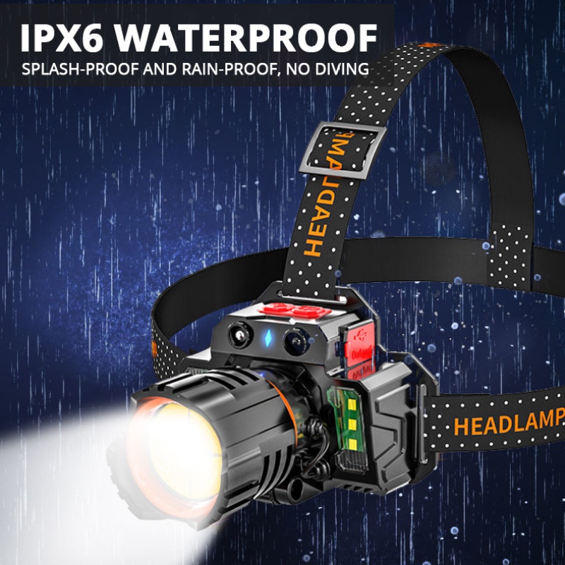 Đèn Pha Đội Đầu XHP50 LED 500M Chống Thấm Nước Hỗ Trợ Câu Cá Ban Đêm
